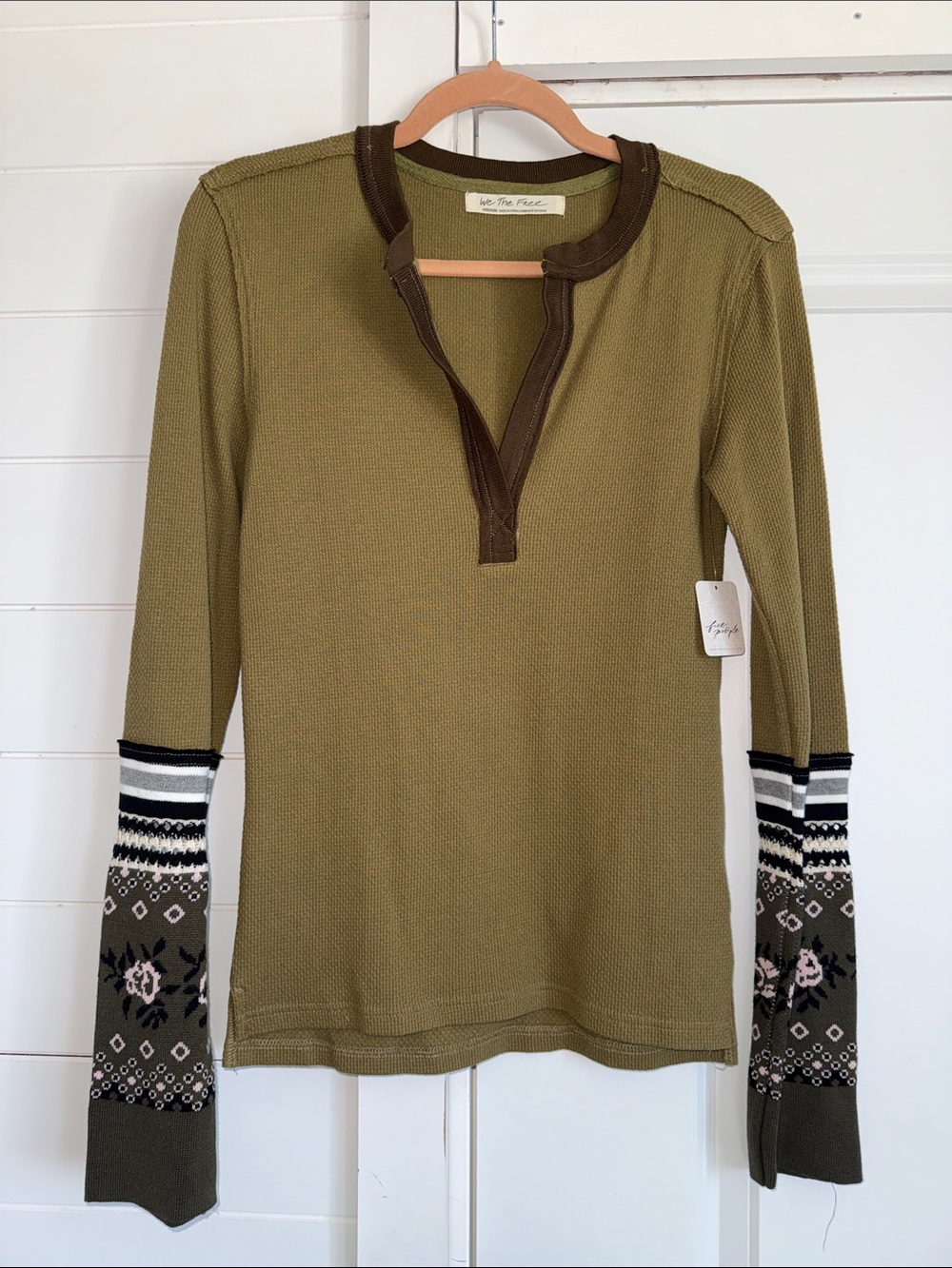 NWT Free People Mikah cuff thermal top